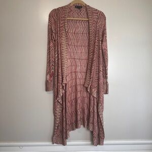 INC International Concepts Women's Zigzag Pattern Red Pink Gold Cardigan Size M